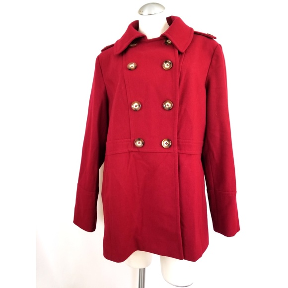 Michael Kors Jackets & Blazers - Michael Kors Size XL Red Peacoat Wool